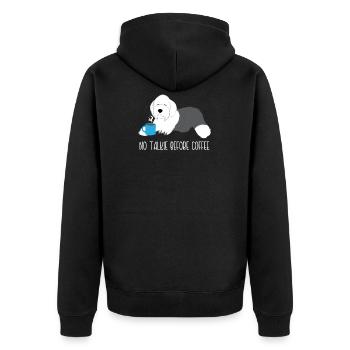 Bobtail - Morning muffle - Coffee - Gift - Unisex Premium Organic Zip Hoodie - black - Back - Nico (187cm)