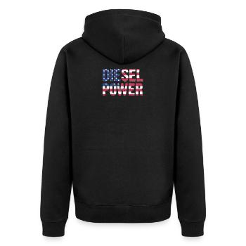 diesel power Trucker Biker Motor Power - Unisex Premium Bio Zip Hoodie - Schwarz - Hinten - Nico (187cm)