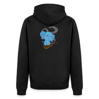 Blue elephant with guitar and music band gift - Unisex Premium Organic Zip Hoodie - black - Back - Nico (187cm)