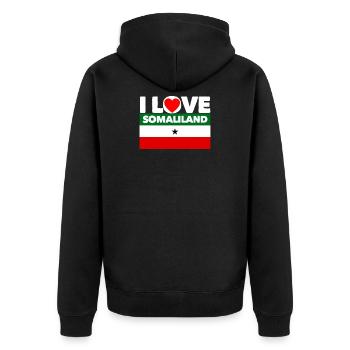 I love somaliland - Unisex Premium Organic Zip Hoodie - black - Back - Nico (187cm)