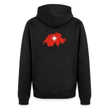 Drapeau suisse des montagnes de fromage - Veste à capuche bio Premium Unisexe - noir - Dos - Nico (187cm)