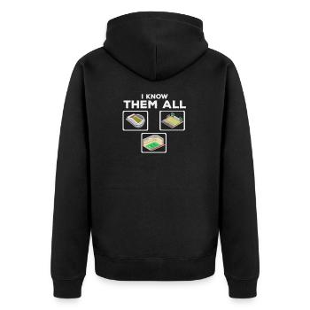 I KNOW THEMI know you all groundhopping Stadio - Unisex Premium Organic Zip Hoodie - black - Back - Nico (187cm)
