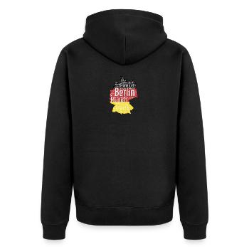 (Deutsch Karte) - Unisex Premium Bio Zip Hoodie - Schwarz - Hinten - Nico (187cm)