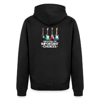 Gitarrist - Unisex Premium Bio Zip Hoodie - Schwarz - Hinten - Nico (187cm)