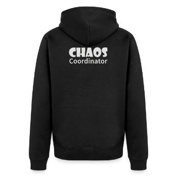 Chaos Coordinator - Unisex Premium Organic Zip Hoodie - black - Back - Nico (187cm)