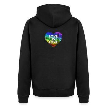 Love Is Love Houston - Unisex Premium Organic Zip Hoodie - black - Back - Nico (187cm)
