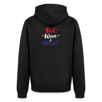 Rotwein und Buzzed Lustig 4. Juli - Unisex Premium Bio Zip Hoodie - Schwarz - Hinten - Nico (187cm)
