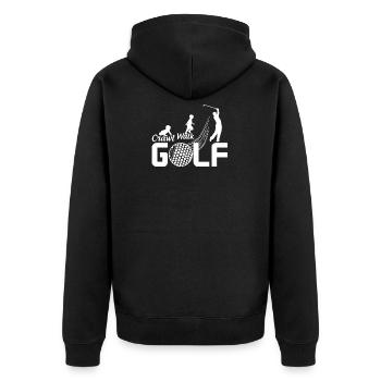 Crawl Walk Golf - Unisex Premium Organic Zip Hoodie - black - Back - Nico (187cm)