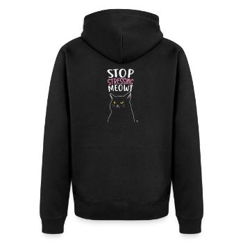 Arrêtez de me stresser cadeau miaulement - Veste à capuche bio Premium Unisexe - noir - Dos - Nico (187cm)