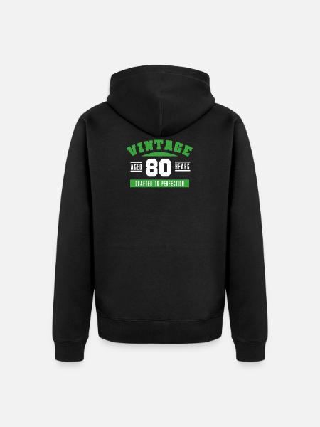 80th birthday 80 years funny - Unisex Premium Organic Zip Hoodie - black