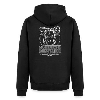 CHINESE CRESTED DOG coolest people - Unisex Premium Bio Zip Hoodie - Schwarz - Hinten - Nico (187cm)