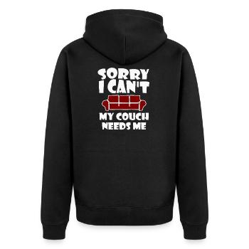 Couch Sofa Faulenzer Geschenk Feierabend Sessel - Unisex Premium Bio Zip Hoodie - Schwarz - Hinten - Nico (187cm)