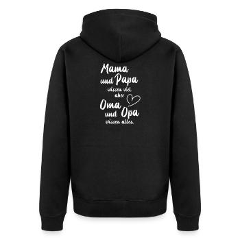 Beste oma bester opa enkel spruch enkelin sprüche - Unisex Premium Bio Zip Hoodie - Schwarz - Hinten - Nico (187cm)