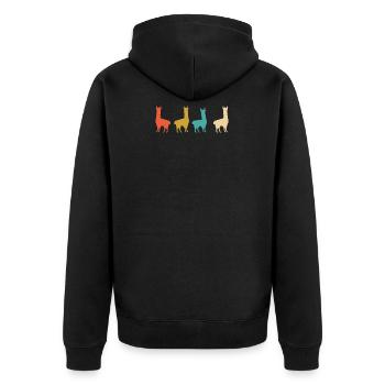 Alpaga Lama Retro Funny Gift - Veste à capuche bio Premium Unisexe - noir - Dos - Nico (187cm)