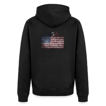 USA Drapeau - Idée de cadeau - Veste à capuche bio Premium Unisexe - noir - Dos - Nico (187cm)
