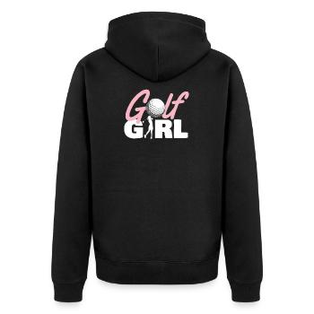 Golf Girl - Golf - Unisex Premium Bio Zip Hoodie - Schwarz - Hinten - Nico (187cm)