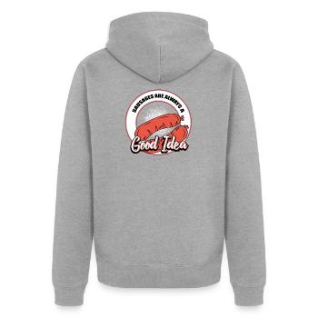 Saucisses - Veste à capuche bio Premium Unisexe - gris chiné - Dos - Nico (187cm)