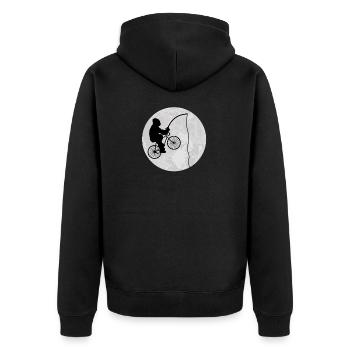 Bigfoot Sasquatch Fahrrad fahren Angeln Angler - Unisex Premium Bio Zip Hoodie - Schwarz - Hinten - Nico (187cm)
