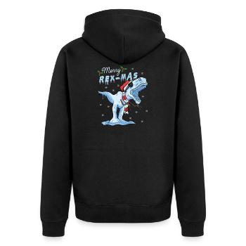 T-Rex Rex-Mas Dino Dinosaurier Eis Weihnachten - Unisex Premium Bio Zip Hoodie - Schwarz - Hinten - Nico (187cm)
