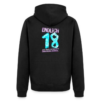 finally 18th birthday adult of legal age - Unisex Premium Organic Zip Hoodie - black - Back - Nico (187cm)