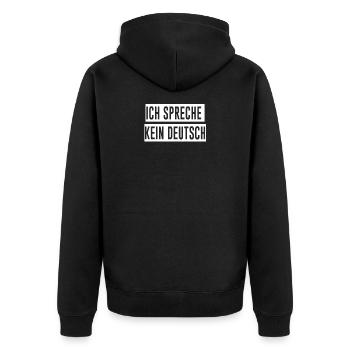 Spreche ich kein Deutsch - Unisex Premium Bio Zip Hoodie - Schwarz - Hinten - Nico (187cm)