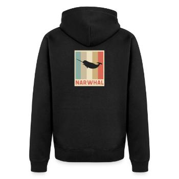 Narwhal Einhorn Meereseinhorn Wal Narwal Geschenk - Unisex Premium Bio Zip Hoodie - Schwarz - Hinten - Nico (187cm)