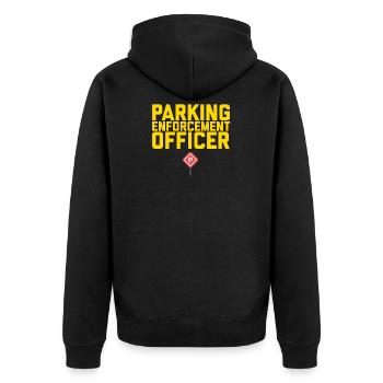 Drôle de gardien de parking & Politessen Politesse Shirt - Veste à capuche bio Premium Unisexe - noir - Dos - Nico (187cm)
