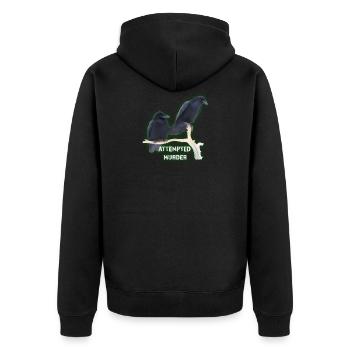 Attempted Murder Funny Corvids - Unisex Premium Organic Zip Hoodie - black - Back - Nico (187cm)