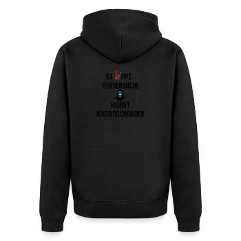 Tierschutz Tierversuche Tierliebe Affen Geschenk - Unisex Premium Bio Zip Hoodie - Schwarz - Hinten - Nico (187cm)
