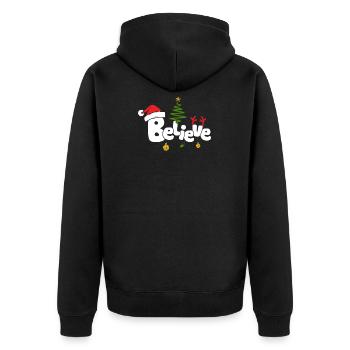 Weihnachten glauben Shirt - Unisex Premium Bio Zip Hoodie - Schwarz - Hinten - Nico (187cm)
