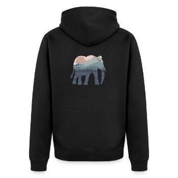 Elephant Berge Weihnachten Safari Geschenk - Unisex Premium Bio Zip Hoodie - Schwarz - Hinten - Nico (187cm)