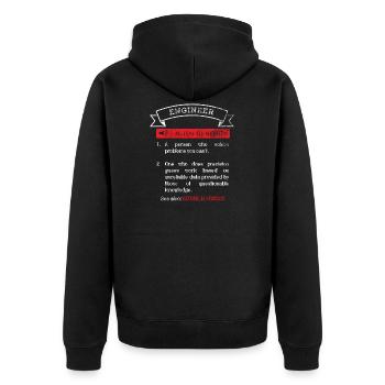 engineer - Unisex Premium Organic Zip Hoodie - black - Back - Nico (187cm)