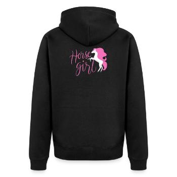 Pferd Pony Pink Horse Girl Süß Geschenk Niedlich - Unisex Premium Bio Zip Hoodie - Schwarz - Hinten - Nico (187cm)
