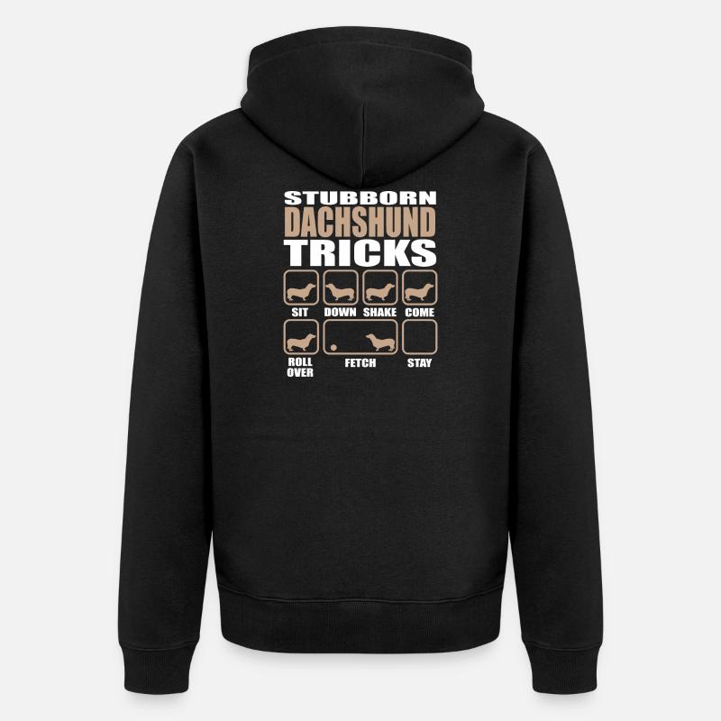Hartnäckiger Dackel-Trick-Design - Unisex Premium Bio Zip Hoodie - Schwarz