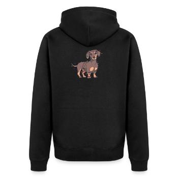 Weihnachtsdackel-Lichter - Unisex Premium Bio Zip Hoodie - Schwarz - Hinten - Nico (187cm)