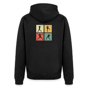 Baseball - Unisex Premium Bio Zip Hoodie - Schwarz - Hinten - Nico (187cm)