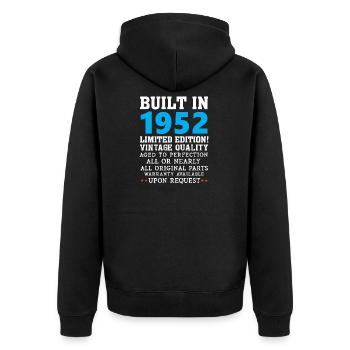 Built in 1952 - Unisex Premium Organic Zip Hoodie - black - Back - Nico (187cm)