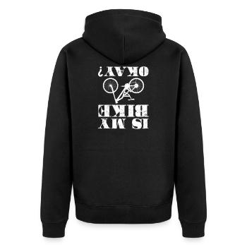 Bike Cyclist Bicycle Bike Accident Funny Gift - Unisex Premium Organic Zip Hoodie - black - Back - Nico (187cm)