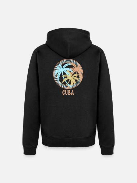 cuba - Unisex Premium Organic Zip Hoodie - black