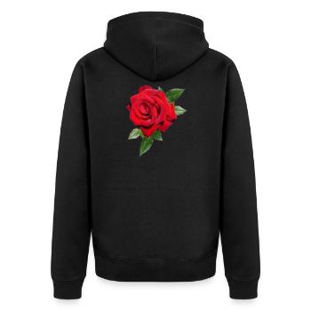 Rose avec feuilles dans XXL - Veste à capuche bio Premium Unisexe - noir - Dos - Nico (187cm)