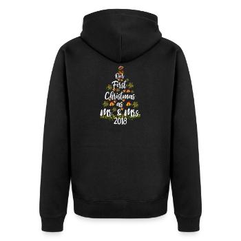 Unser erstes Weihnachten als Mann und Frau - Unisex Premium Bio Zip Hoodie - Schwarz - Hinten - Nico (187cm)