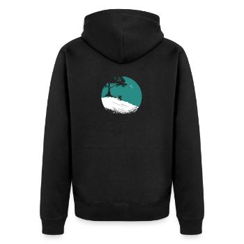 Schlitten Geschenk Schnee Kinder Winter - Unisex Premium Bio Zip Hoodie - Schwarz - Hinten - Nico (187cm)