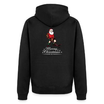 Hockey Santa Merry Christmas - Unisex Premium Bio Zip Hoodie - Schwarz - Hinten - Nico (187cm)