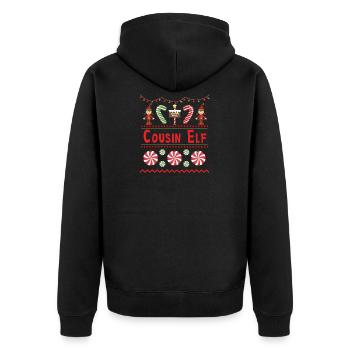 Cousin Elf Hässlicher Pullover Weihnachtselfen Design - Unisex Premium Bio Zip Hoodie - Schwarz - Hinten - Nico (187cm)