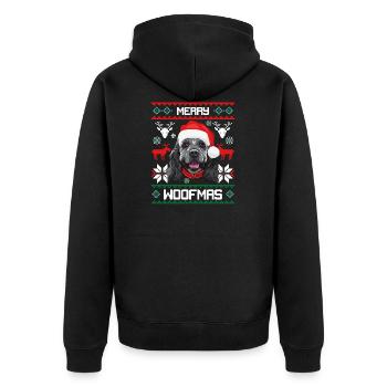 Merry Woofma's Cocker Spaniel Dog Ugly Sweater - Unisex Premium Organic Zip Hoodie - black - Back - Nico (187cm)