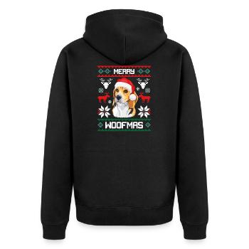 Merry Woofma's Beagle Dog Ugly Sweater - Unisex Premium Organic Zip Hoodie - black - Back - Nico (187cm)