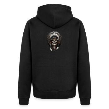 Robe à tête de guerrier indien - Veste à capuche bio Premium Unisexe - noir - Dos - Nico (187cm)