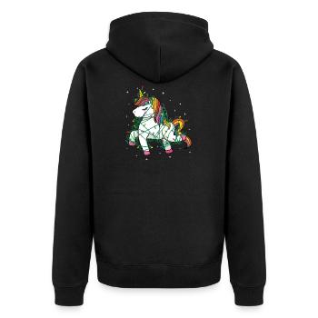 Unicorn Christmas lights Christmas tree - Unisex Premium Organic Zip Hoodie - black - Back - Nico (187cm)