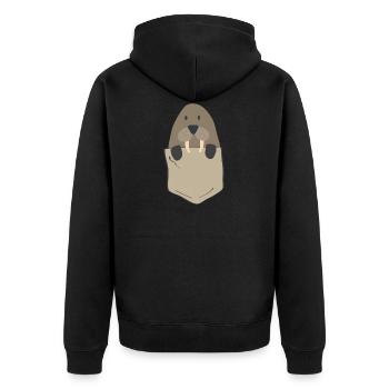 Morse drôle dans la poche de poitrine - Veste à capuche bio Premium Unisexe - noir - Dos - Nico (187cm)