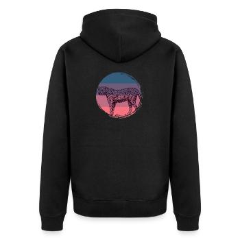 Cheetah Africa cat Asian predator vintage - Unisex Premium Organic Zip Hoodie - black - Back - Nico (187cm)